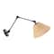 Hello Honey® 29" Black Metal Finish Coastal Adjustable Wall Sconce with Neutral Beige Rattan Shade
